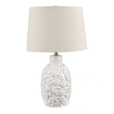 25" White Shells Ceramic Table lamp