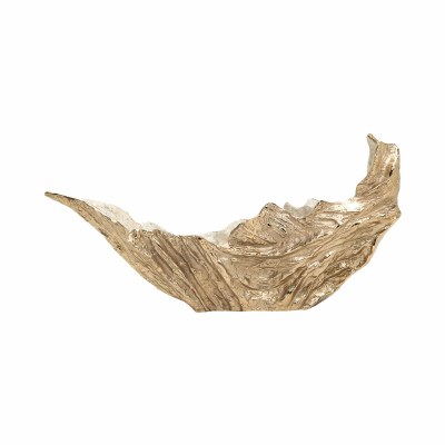 30" Gold and Silver Wrinkled Oval Aluminum Bowl