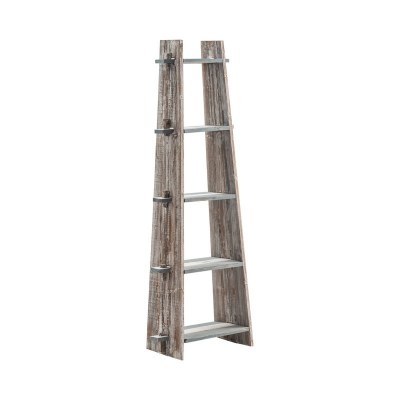 67" White Washed Blue and Gray Shelving Unit