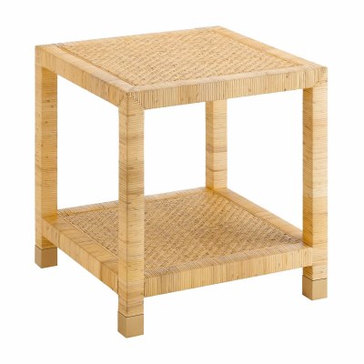 22" Sq Natural Rattan Wrap End Table