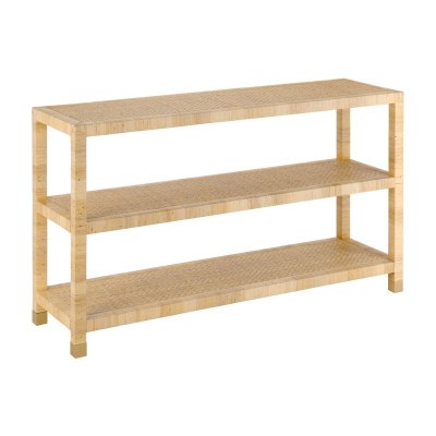 60" Natural Wrapped Two Shelf Console Table