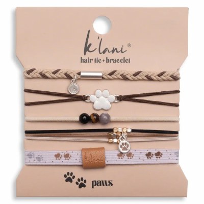Set of Five Large "Paws" Hair Tie/Bracelets