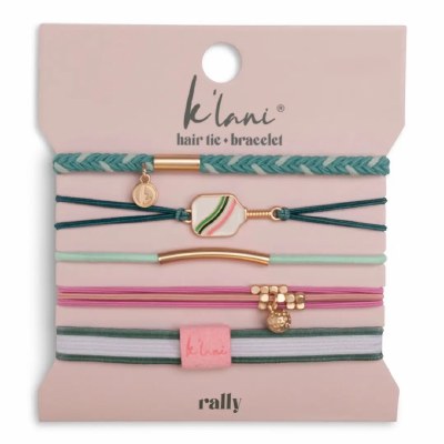 Set of Five Large "Rally" Pickleball Hair Tie/Bracelets