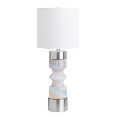 30" Silver and Multi Color Column Glass Table Lamp