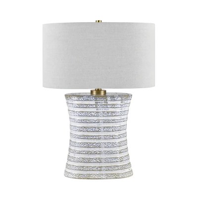 25" White and Gray Stripes Ceramic Table Lamp