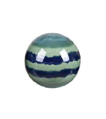 6" Turquoise Stripe Ceramic Orb
