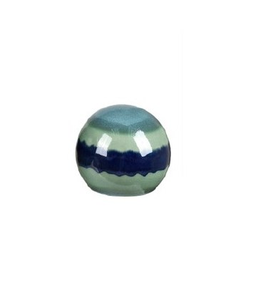 4" Turquoise Stripe Ceramic Orb