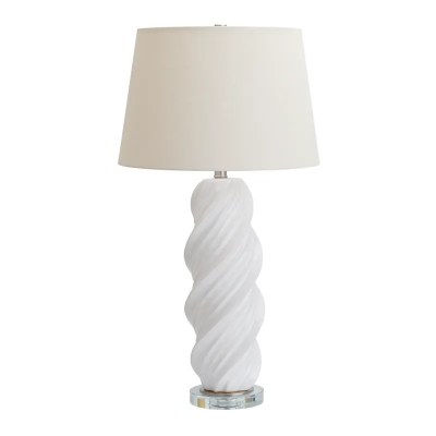30" White Twist Column Ceramic Table Lamp