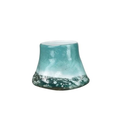 7" Turquoise and Green Glass Vase