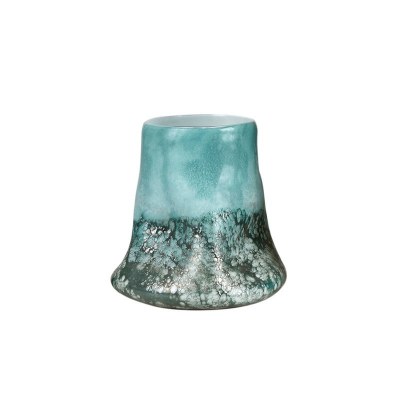 9" Turquoise and Green Glass Vase