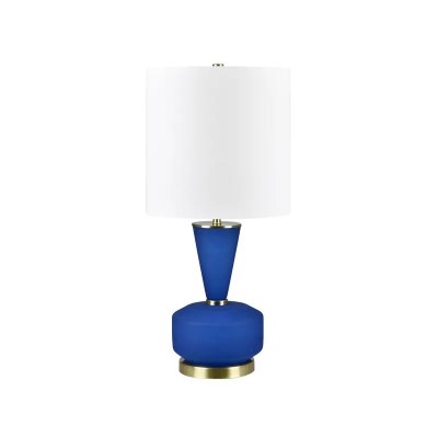 28" Dark Blue and Gold Glass Table Lamp