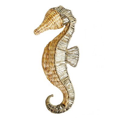 24" Natural Woven Seahorse Plaque