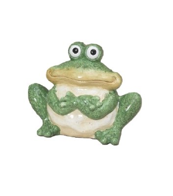 5" Green and Cream Ceramic Frog Figurine