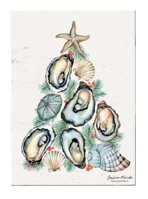 Box of 18 7" x 5" Oyster Shell Christmas Tree Cards