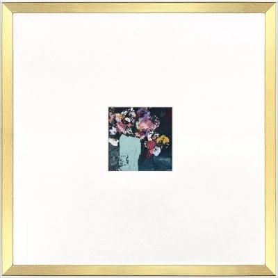 24" Sq Aqua Vase Flowers Framed Print