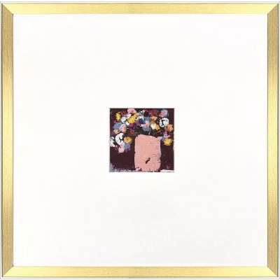 24" Sq Pink Vase Flowers Framed Print