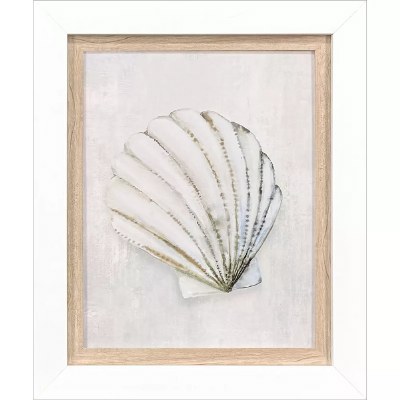 18" x 15" Beige Scallop Framed Coastal Print