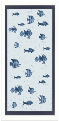30" x 18" Blue Fish School 1 Framed Coastal Print