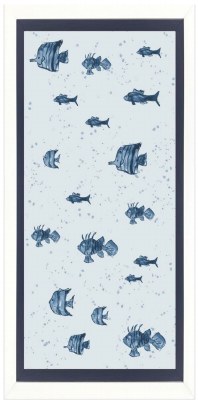 30" x 18" Blue Fish School 2  Framed Coastal Print