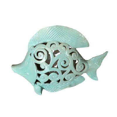 12" LED Green Ceramic Fish