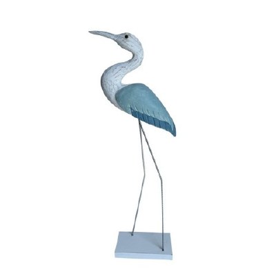 30" Aqua Blue and White Egret Statue