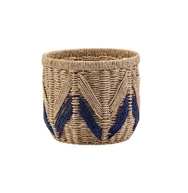 10" Natural and Black Chevron Basket