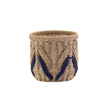 9" Natural and Black Chevron Basket
