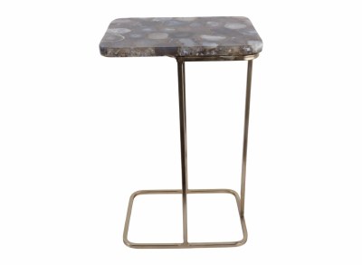 15" Blue Agate With Gold Legs End Table