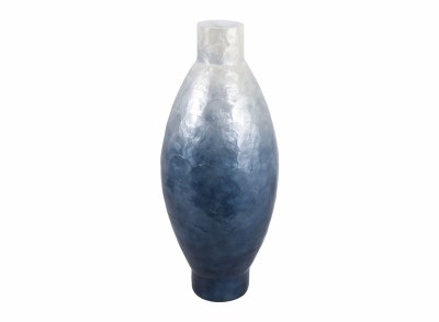 24" Blue and White Capiz Vase