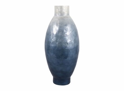 20" Blue and White Capiz Vase