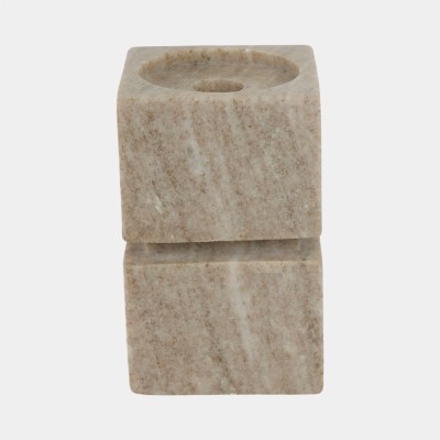 6" Beige Onyx Pillar Holder