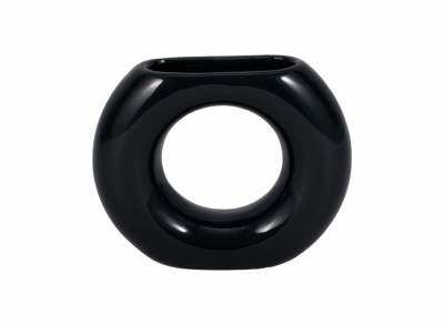 5" Navy Ceramic Vase With Hole
