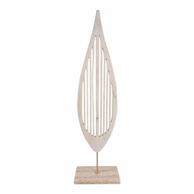 56" Natural Wood Leaf Statue