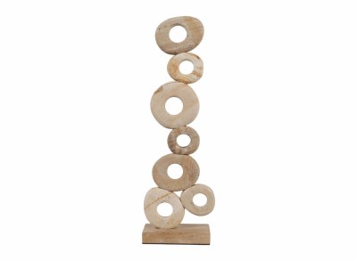 21" Beige Stone Rings Statue
