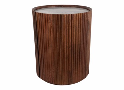 16" Round Brown Marble Door End Table