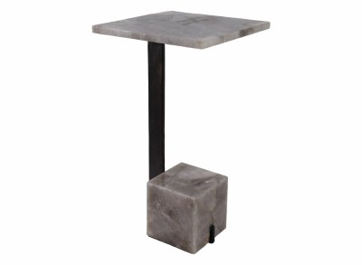 26" Gray Quartz Black Legs End Table