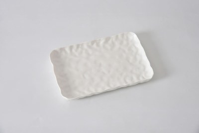 9" x 14" White Rectangle Porcelain Platter by Pampa Bay