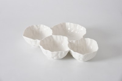 12" White Four Compartment Porcelain Dish by Pampa Bay