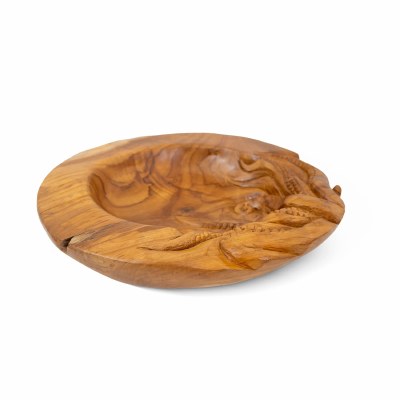 16" Round Brown Octopus Teak Wood Bowl MMG204
