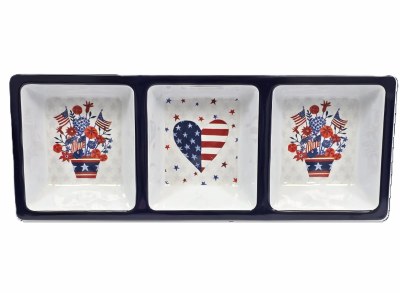 14" Three Compartment Stars and Stripes Dish