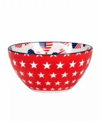 5" Round Red Stars Melamine Bowl