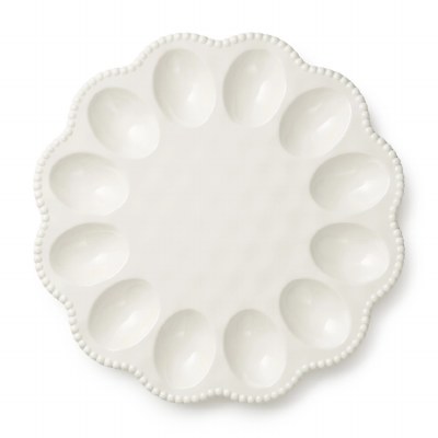 12" Round Cream Perlette 12 Egg Plate