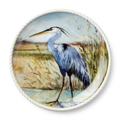 11" Round Blue Heron Plate