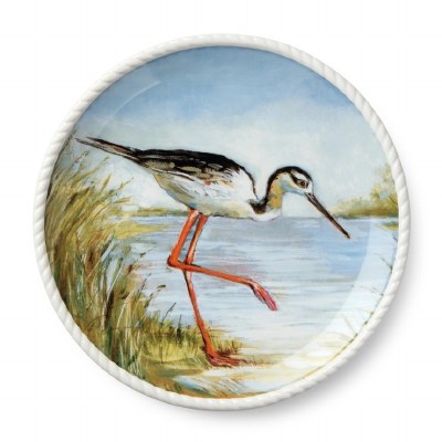 11" Round Stilt Bird Plate