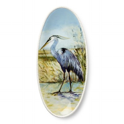 19" X 8" Oval Blue Heron Platter