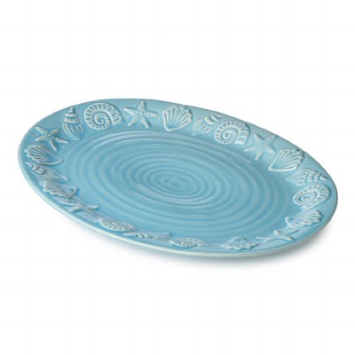 16" Oval Blue Coastline Platter