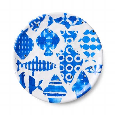 9" Round Blue Fish Tale Plate