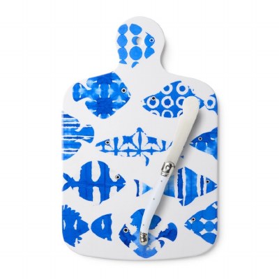 13" Blue Fish Tale Cutting Board With Knife