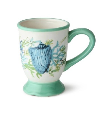 14 Oz Blue and Green Shell Ceramic Mug