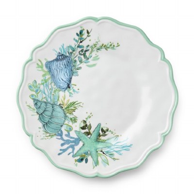 9" Round Blue and Green Shell Plate